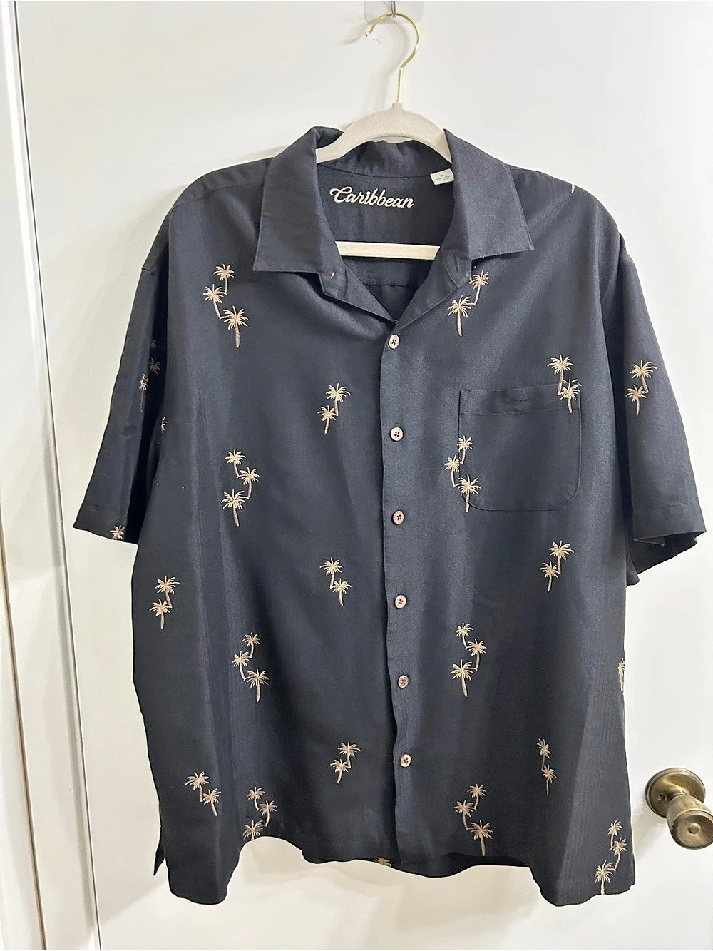 Caribbean Men's Black Floral Button Down Shirt